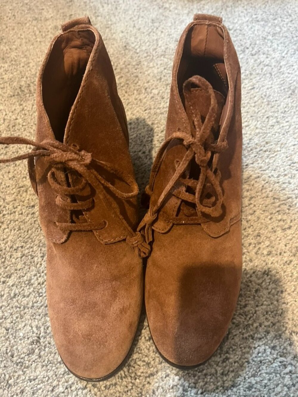 NURTURE BROWN BLOCK HEEL BOOTIES SUEDE LEATHER SZ 7.5M